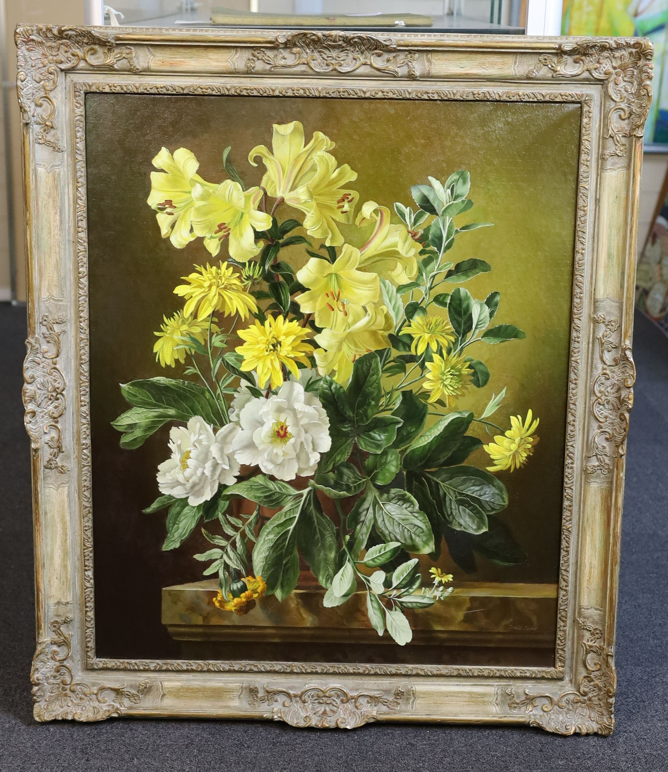 Gerald A. Cooper (1898-1975), 'Flowerpiece', oil on canvas, 75 x 62cm